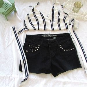 Cut Off Shorts With Bling Studs
